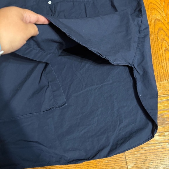 Stefano Mortari Midi Shirt Dress High Low Navy IT 42 or US 6 Lagenlook Artisinal - Picture 7 of 16